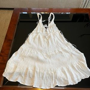 Francesca’s White Summer Mini Plunge Dress - Size M